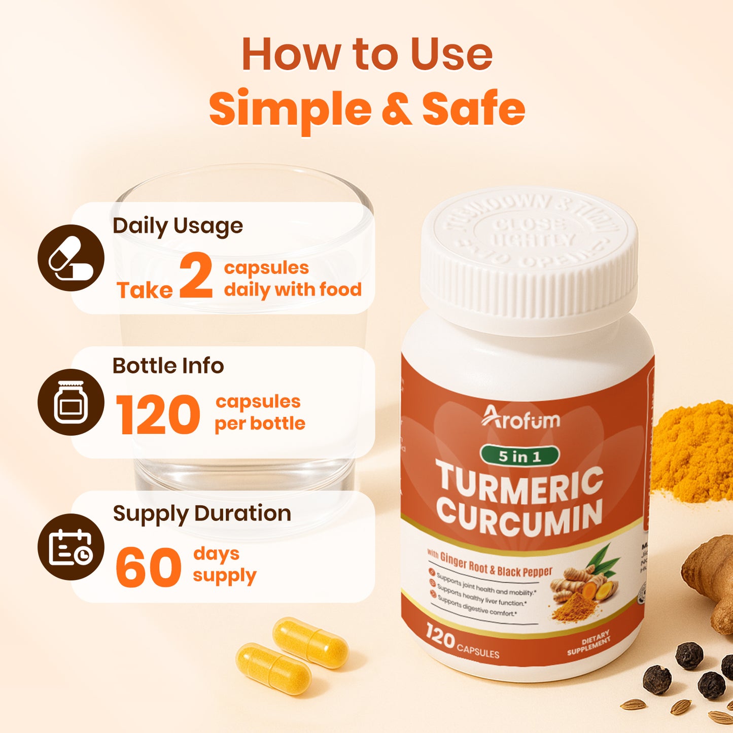 Turmeric Supplement with Ginger Root and BioPerine