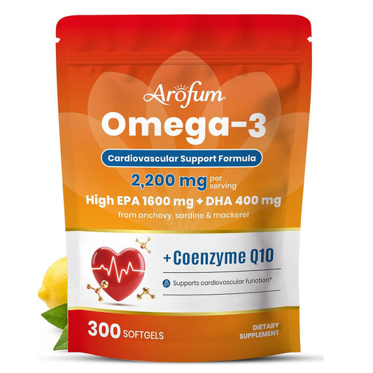 Omega 3 Fish Oil with CoQ10, 2200mg rTG Omega 3, 300 Softgels