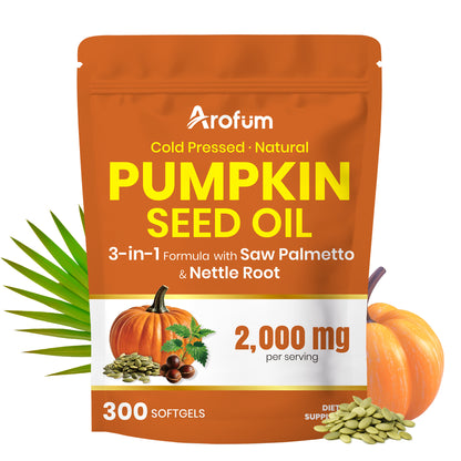 Pumpkin Seed Oil with Saw Palmetto & Nettle Root, 2000 mg per Serving, 300 Softgels