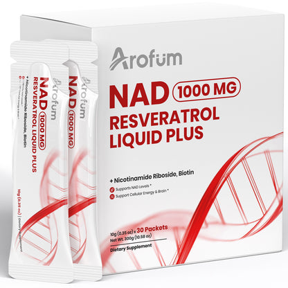 1000mg NAD+ Supplement, NAD Liquid with Resveratrol, Nicotinamide Riboside, Quercetin Phytosome