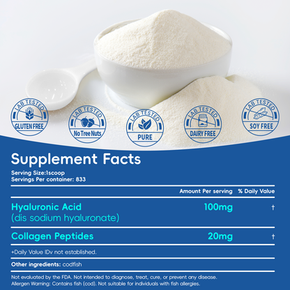 Hyaluronic Acid Powder, with Collagen Peptides