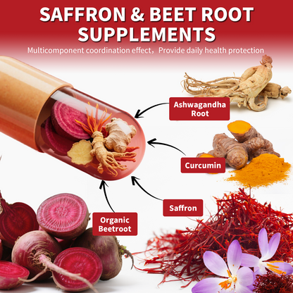 Saffron Supplements with Beet Root, Ashwagandha & Turmeric