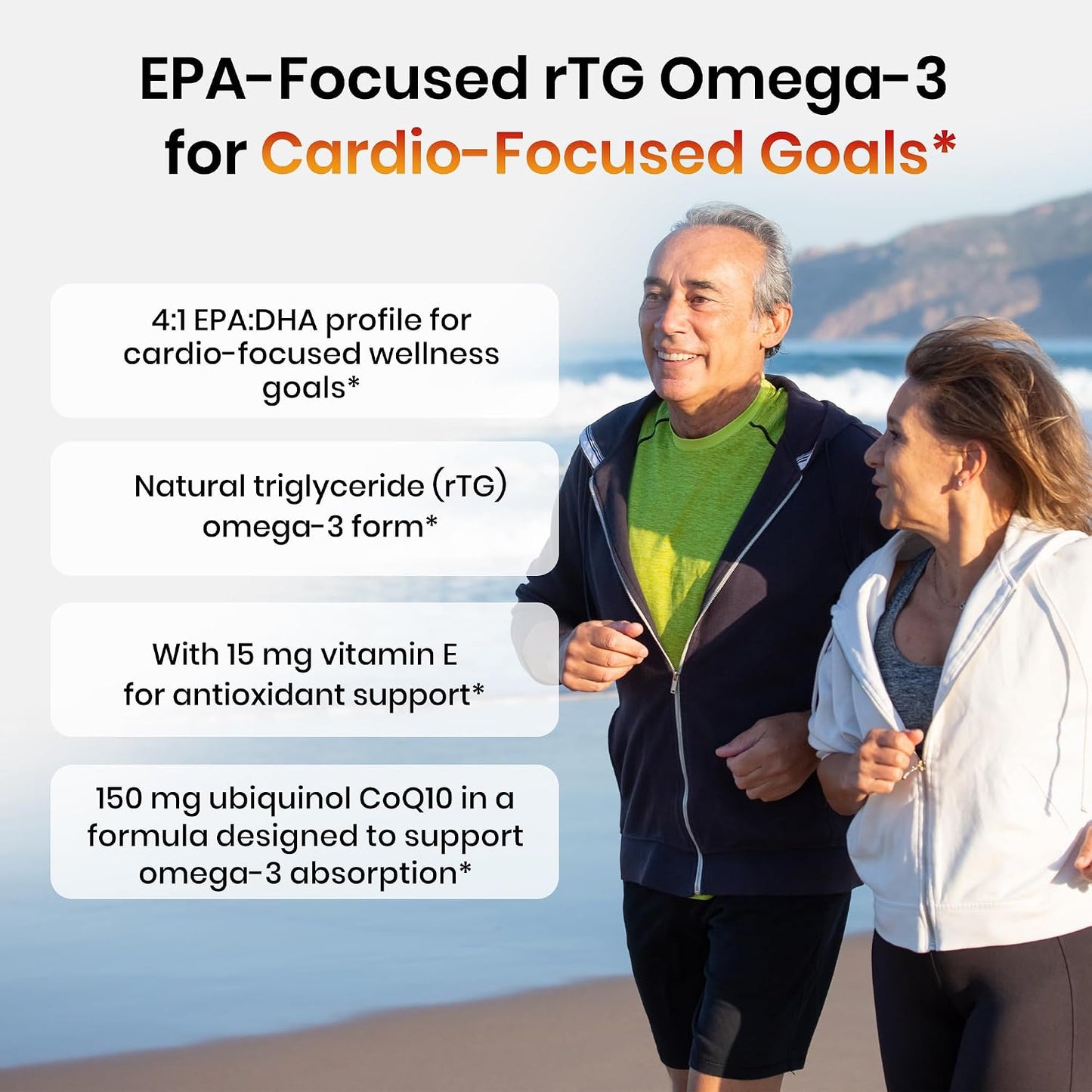 Omega 3 Fish Oil with CoQ10, 2200mg rTG Omega 3, 300 Softgels