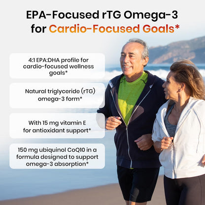 Omega 3 Fish Oil with CoQ10, 2200mg rTG Omega 3, 300 Softgels