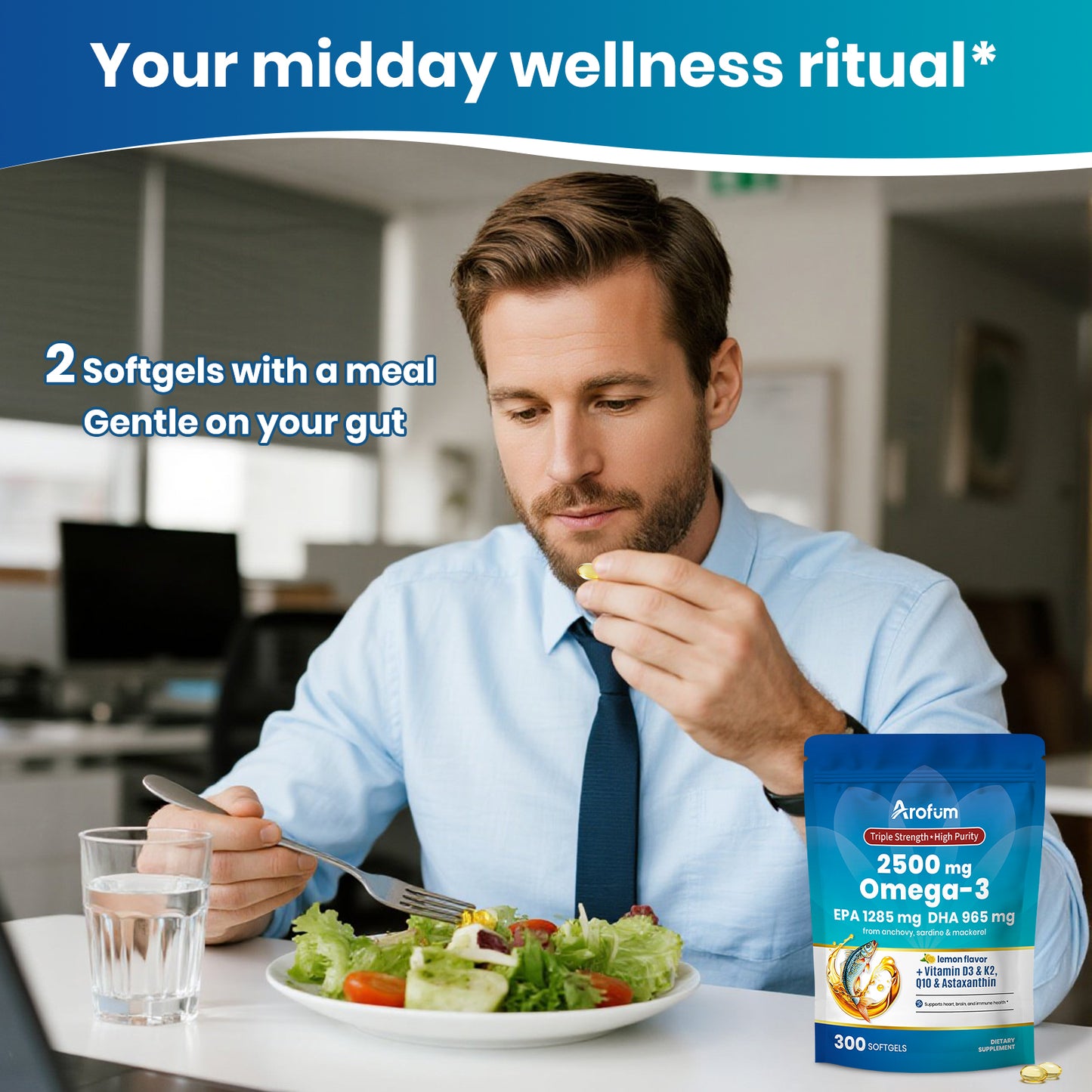 Omega 3 Fish Oil with Vitamin D3 K2 300 Softgels