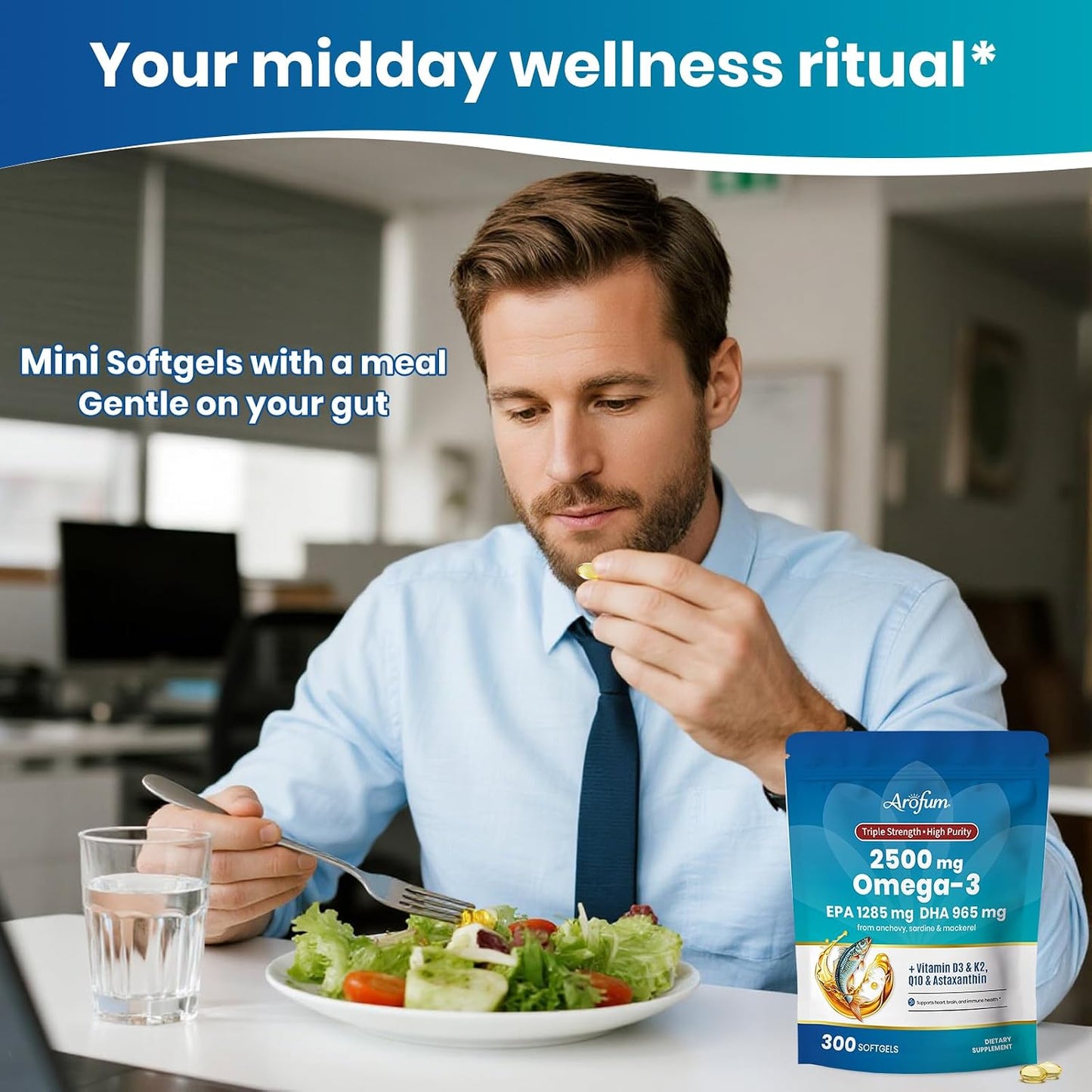 Omega 3 Fish Oil with Vitamin D3 K2 300 Softgels